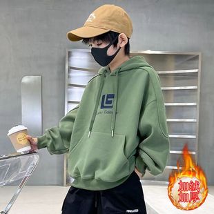男童加绒加厚卫衣2026新款秋冬装中大童炸街男孩帅气儿童韩版冬装