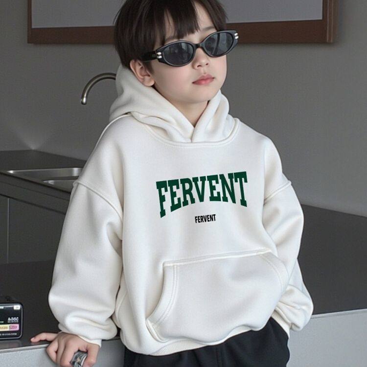 2025新款爆款女童春秋冬男童连帽卫衣字母上衣儿童洋气加绒加厚潮