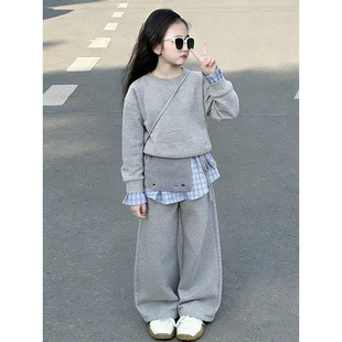 超好看女孩运动套装2026新款童装春季洋气女孩屁帘卫裤卫衣两件套