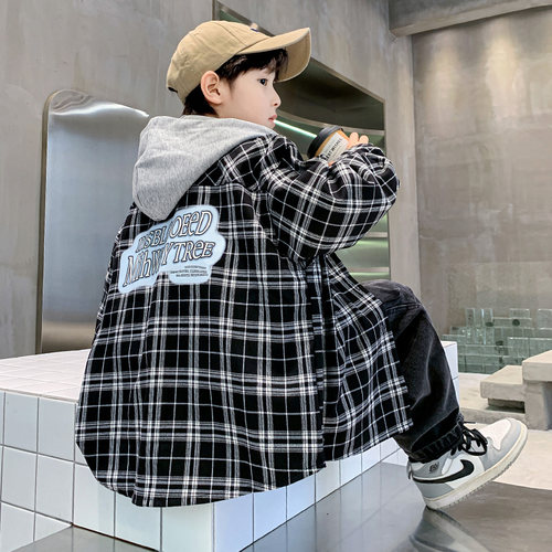 百威羊常规春秋季连帽格子外套