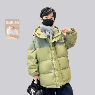 男童羽绒棉服外套冬装2025新款中大童加厚棉衣初中生帅气冬季棉袄