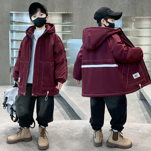 男童外套秋冬2025新款 中大男孩帅气加绒加厚棉袄儿童保暖派克棉服