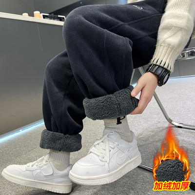 百威羊长裤棉质洋气灯芯羊羔毛