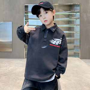 男童卫衣春秋款2025新款中大童炸街上衣秋季儿童帅气POLO衫长袖潮