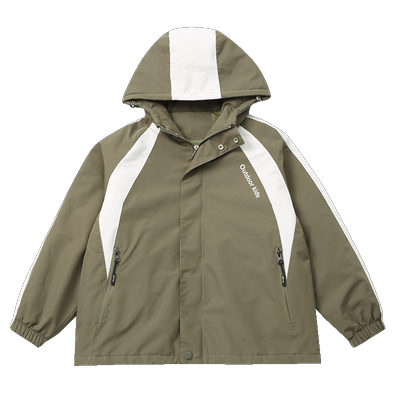 秋冬夹棉加厚连帽防水防风冲锋衣