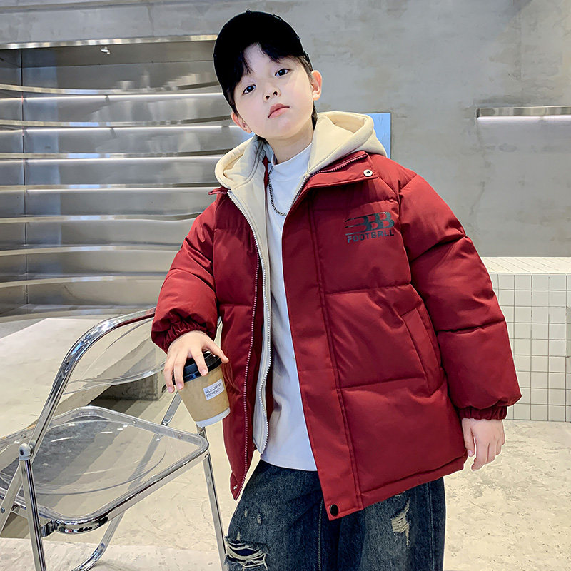 百威羊男童加厚秋冬时髦羽绒棉服