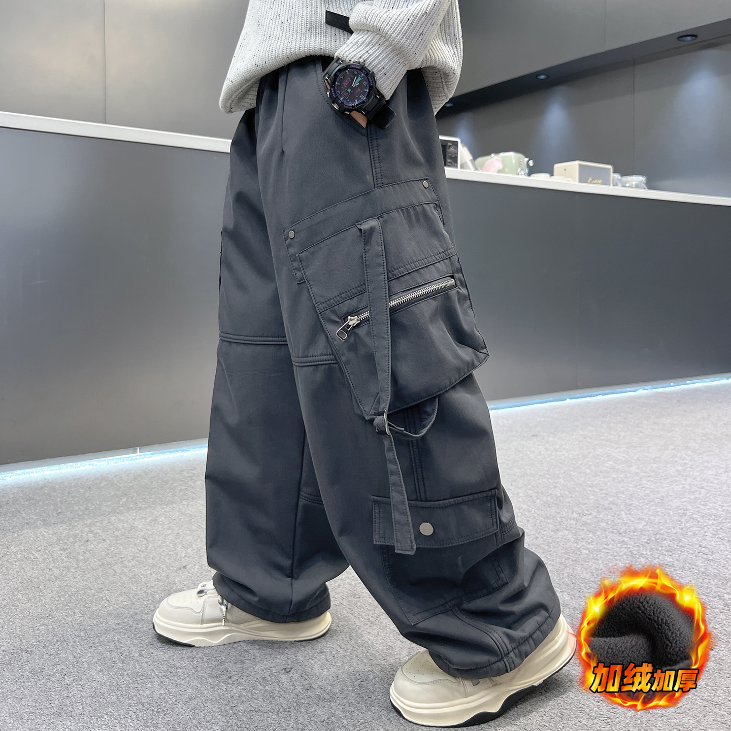 男童秋冬款裤子2025新款加绒加厚