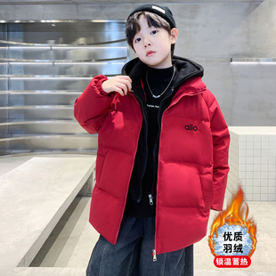 儿童羽绒服男童冬装2025新款保暖帅气中大男孩网红加厚白鸭绒外套