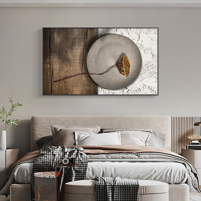 意式极简侘寂风卧室床头装饰画画现代简约客厅挂画画主卧房间抽象