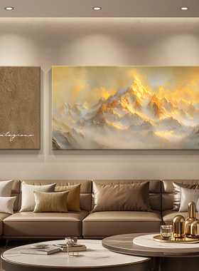 现代轻奢沙发背景墙装饰画高级感日照金山双联客厅壁挂画高档大气