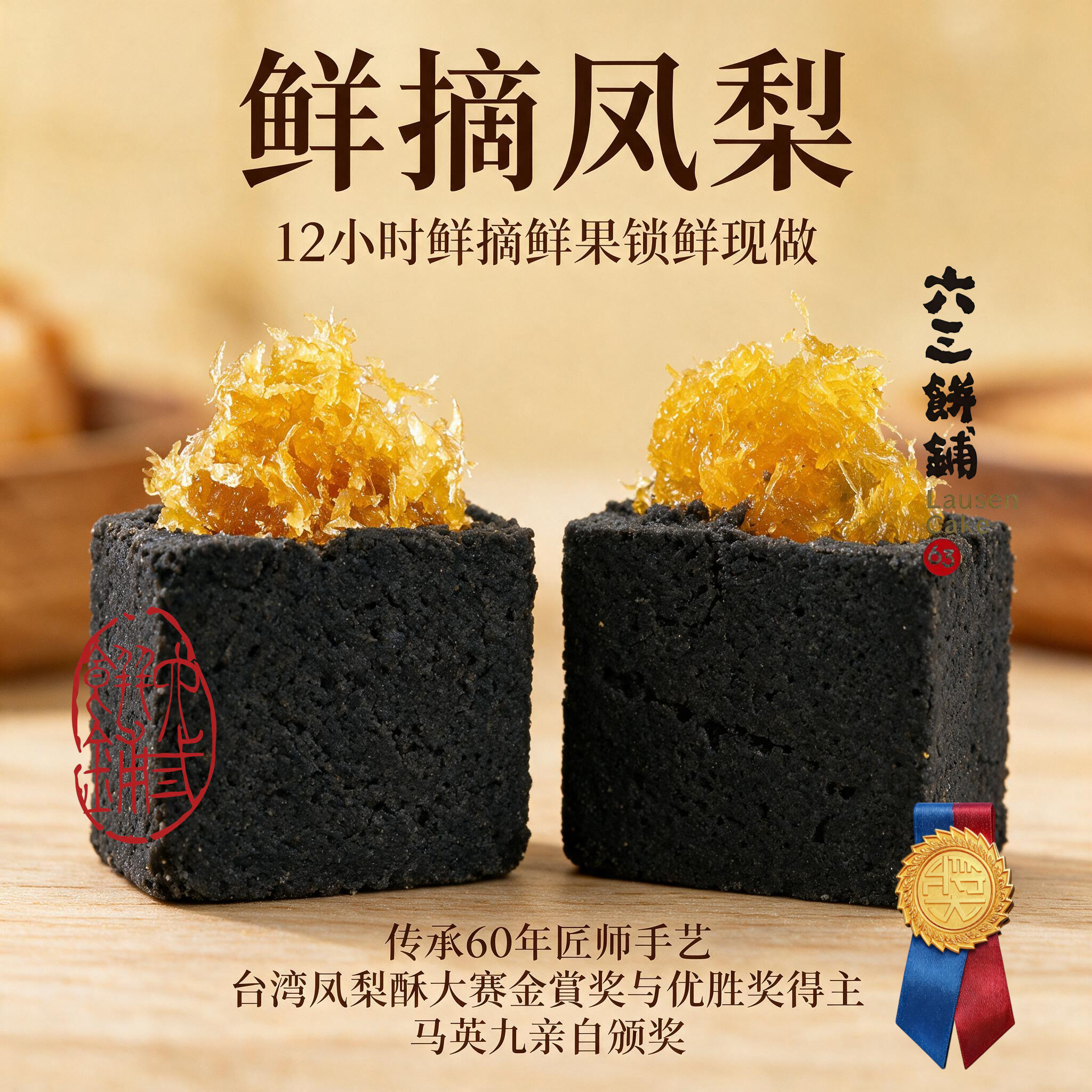 六三饼铺黑凤梨酥原味凤梨酥糕点休闲零食传统美食早餐点心下午茶