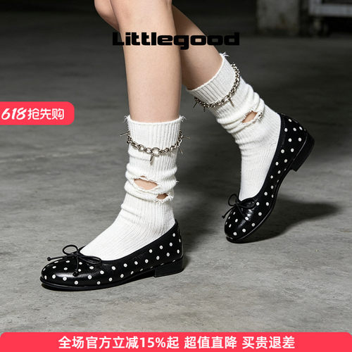 littlegood法式波点芭蕾鞋夏季