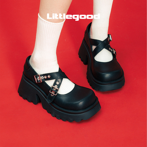 【折扣】littlegood日系玛丽珍鞋女2023新款厚底百搭学院风小皮鞋