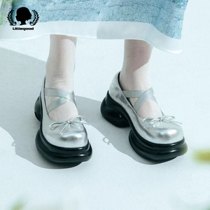 littlegood甜美风厚底芭蕾舞鞋女2023春夏新款百搭舒适小皮鞋