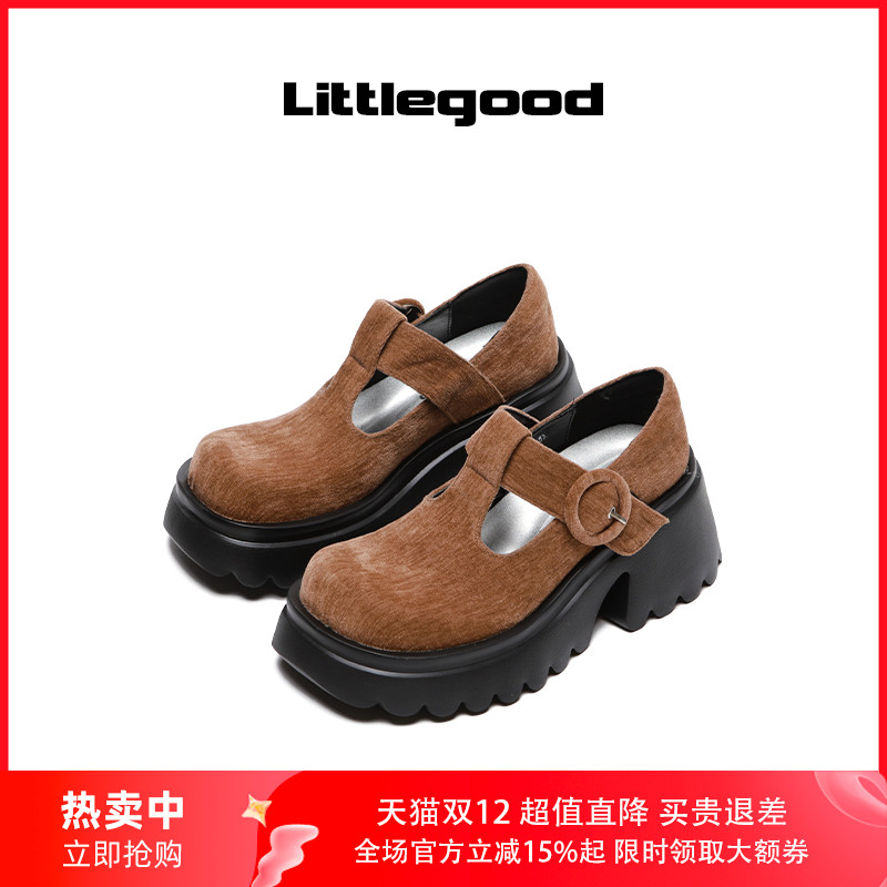 littlegood复古厚底玛丽珍鞋