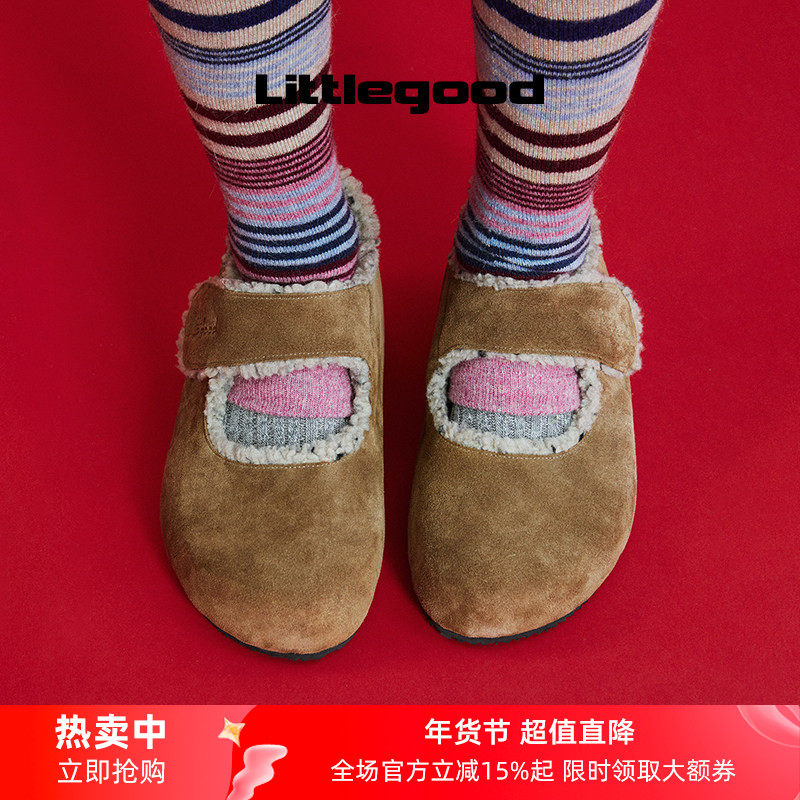 【保暖系】littlegood复古博肯棉鞋女新款百搭加绒毛毛鞋,女鞋,棉鞋,淘宝优惠券,粉丝福利购,淘宝优惠卷