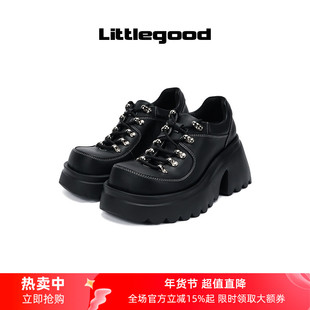 【新品】littlegood日系厚底小皮鞋女新款增高显瘦百搭小单鞋