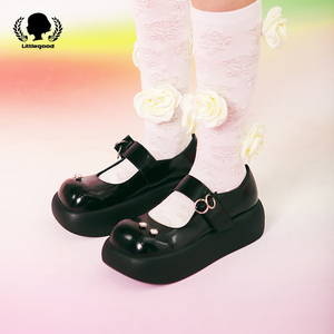 littlegood日系玛丽珍鞋女2024新款方头小皮鞋百搭学院风