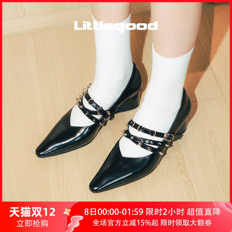 littlegood法式尖头玛丽珍鞋
