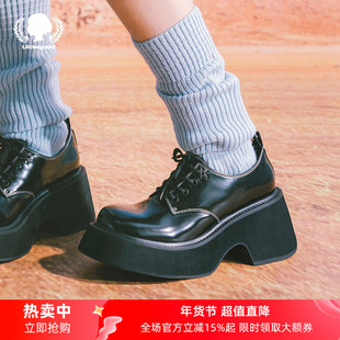 littlegood日系小皮鞋女新款设计感厚底百搭德比鞋学院风