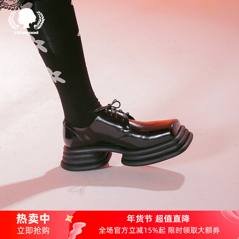littlegood英伦风小单鞋女新款小众设计厚底百搭小皮鞋,女鞋,浅口单鞋,淘宝优惠券,粉丝福利购,淘宝优惠卷