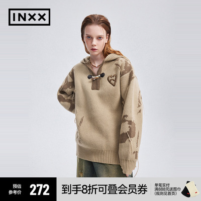 【INXX】ALLPICK 潮牌宽松休闲套头连帽针织衫情侣APD4061763