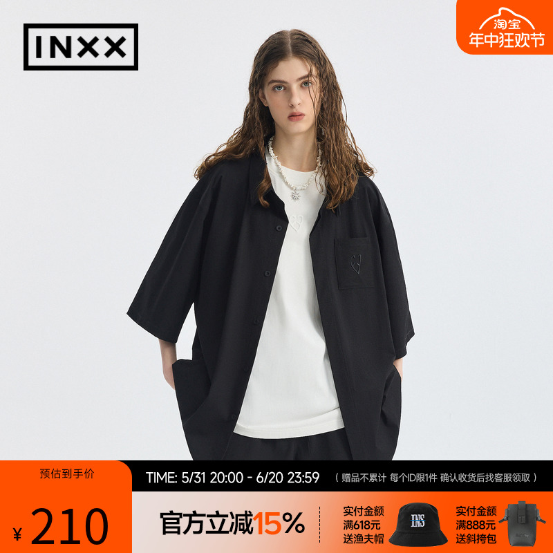 【INXX】APYD时尚潮牌夏新品短袖衬衣情侣基础简约衬衫APE2040706