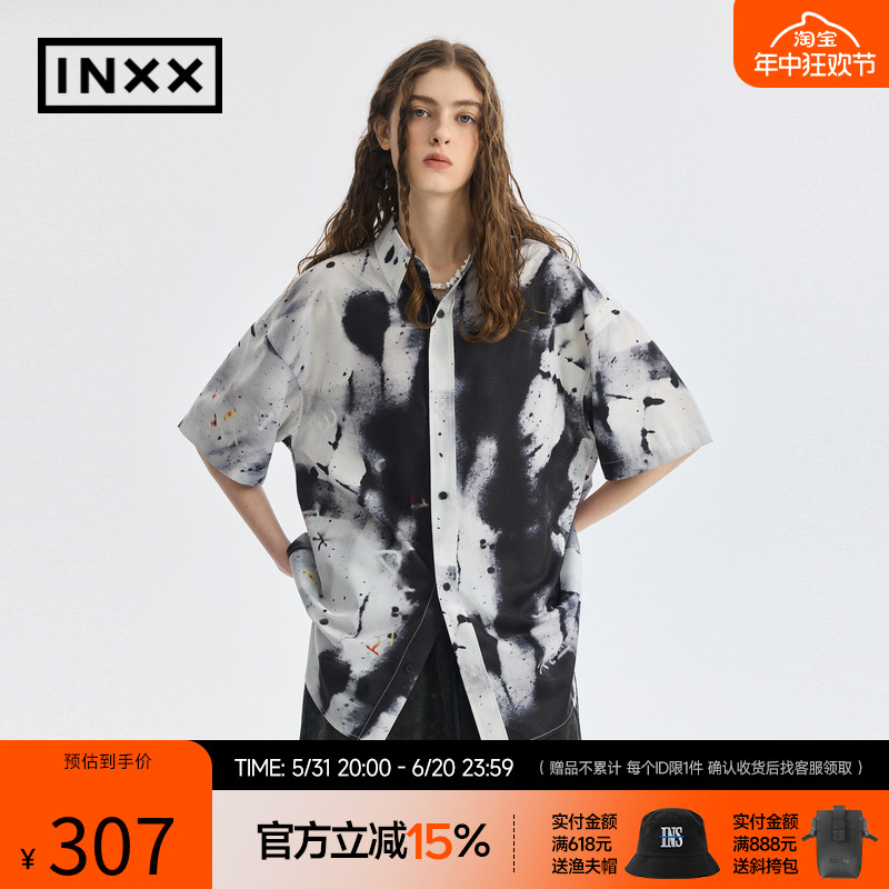 【INXX】APYD泼墨感国风印花短袖衬衫男女同款夏新品APE2040682