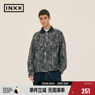 【INXX】Standby潮牌秋复古感仿皮草牛仔外套男女同款XME3141293