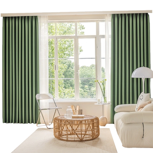 超强马路隔音窗帘全遮光卧室2026年新款客厅隔热遮阳布轻奢抹茶绿