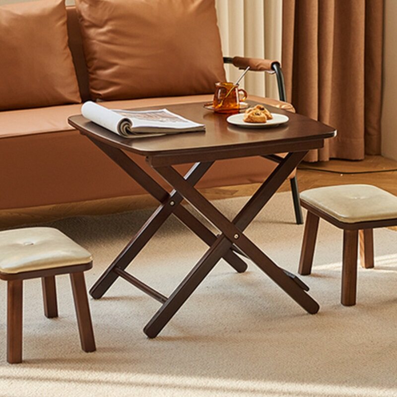 可折叠桌简易方几儿童写字书桌便携实木餐桌家用宝宝小户型矮茶桌