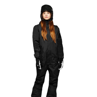 连体滑雪服男女单双板可拆卸防水四季雪地保暖黑白色滑雪衣裤套装