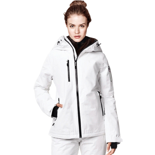 滑雪服女防风防水单双板冬季户外套装保暖防寒服棉服修身滑雪衣白