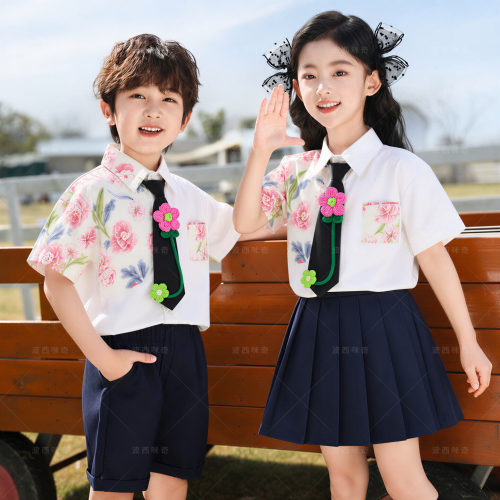 六一幼儿园毕业照花朵衬衫演出服