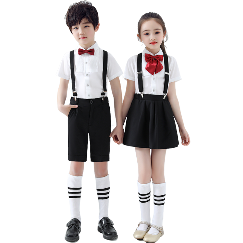 儿童背带裤演出服男童小学生合唱礼服女童演讲朗诵幼儿园表演服装