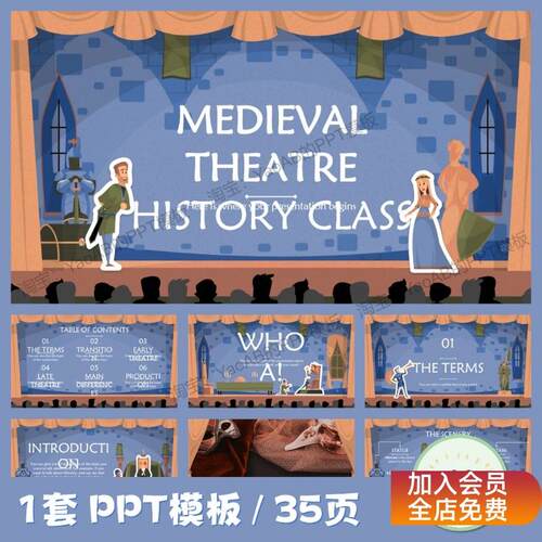 可爱卡通PPT模板丨舞台剧ppt/木偶戏ppt/35页/静态
