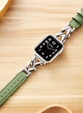 索柯适用iwatch10苹果手表表带applewatch9金属扣拼真皮Ultra2女士s9s8高级感SE/7/6/5/4代皮质时尚潮流腕带