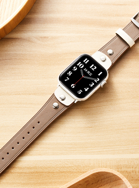 索柯适用iwatch10表带applewatch9苹果S8手表S7真皮S6个性SE41/45女生高级个性ultra2智能iPhonewatch腕带