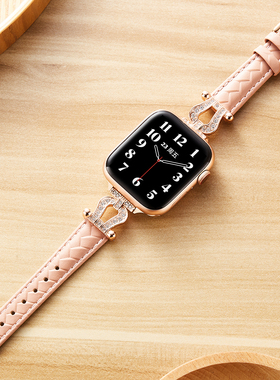 索柯适用AppleWatch10真皮表带女款轻奢创意时尚高级感42/45mm苹果手表9/8/7/6/5/4代iwatch皮质表带iPhone