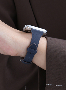 索柯 适用apple watch10表带苹果手表se987代iwatch654321皮质创意细新款柔软40/44/45/41mm透气休闲Ultra女