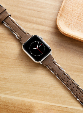 索柯适用于苹果手表iwatch10高级感apple watch9表带真皮链条46/45mm透气创意6SE男女生watchs7/8小众表带