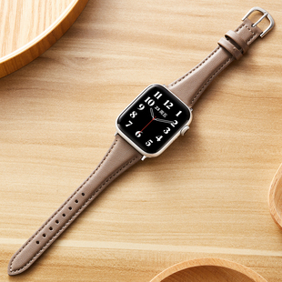 9代苹果手表细表带皮腕带女生45 索柯适用applewatch10柔软真皮小蛮腰表带iwatch56 44mm表带手表配件