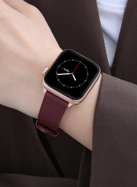 适用iwatch10表带applewatch9/8/7/6/4/SE表带苹果手表带s7代夏季个性真皮小众细女生潮46/42/44/40mm柔软