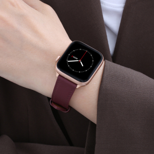 个性 40mm柔软 真皮小众细女生潮46 SE表带苹果手表带s7代夏季 适用iwatch10表带applewatch9