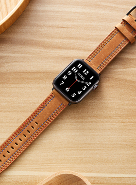 索柯适用iwatch10/9/8/7/6/5代真皮applewatch ultra2苹果手表表带女男45mm46潮新款iphone series 49mm通用