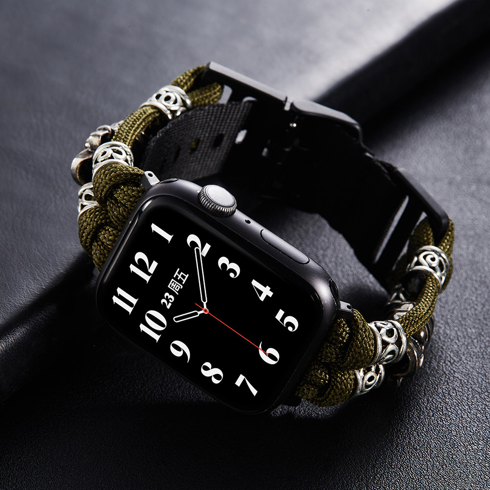 索柯苹果手表表带适用iwatch户外风格表带新款Apple Watch Ultra2黑色尼龙编织透气S9手表带男女运动表链替换图片
