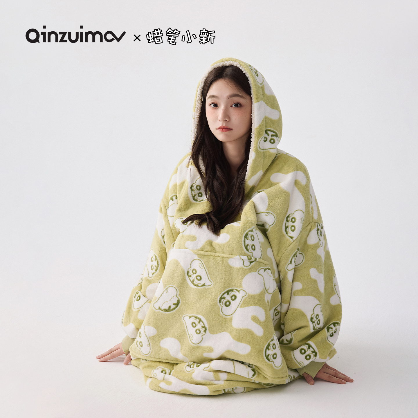 亲嘴猫法兰绒可外穿睡袍家居服女