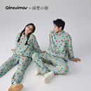 法兰绒加厚情侣睡衣男女保暖套装 秋冬季 家居服 蜡笔小新 亲嘴猫