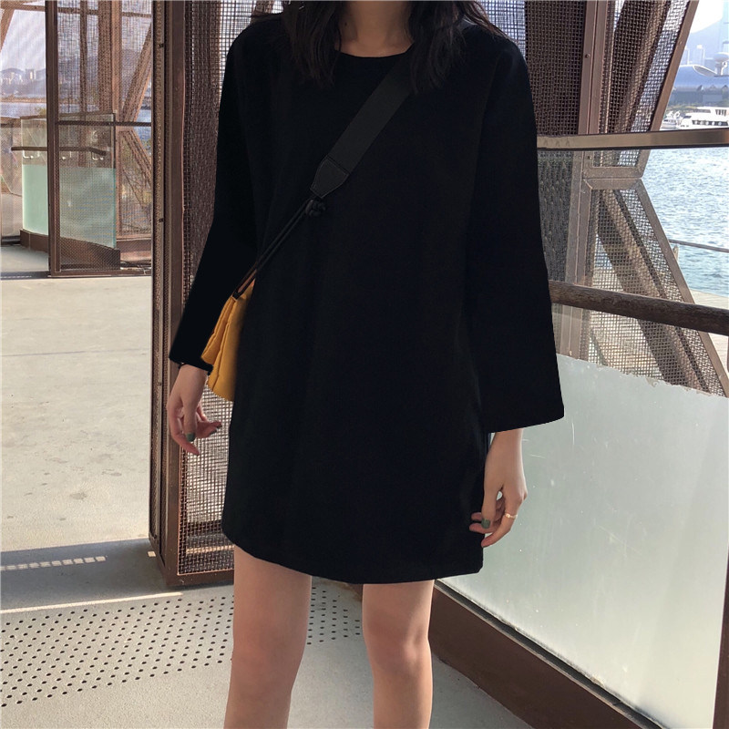 美式复古长袖T恤女春季纯棉上衣