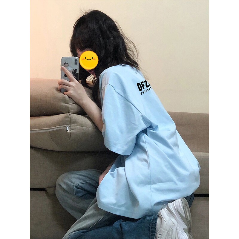 美式重磅纯棉正肩短袖T恤女夏季